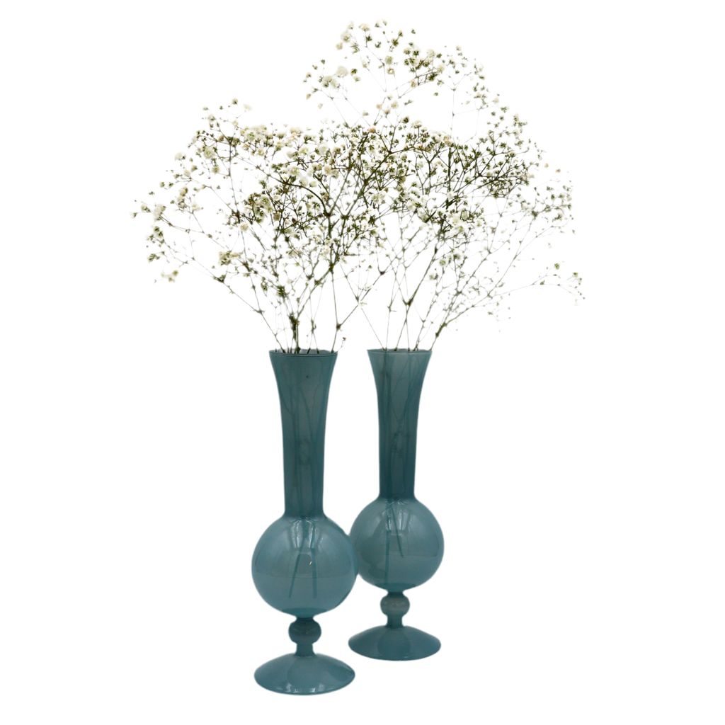 Frosted Blue Haze Glass Vase | Set of Two