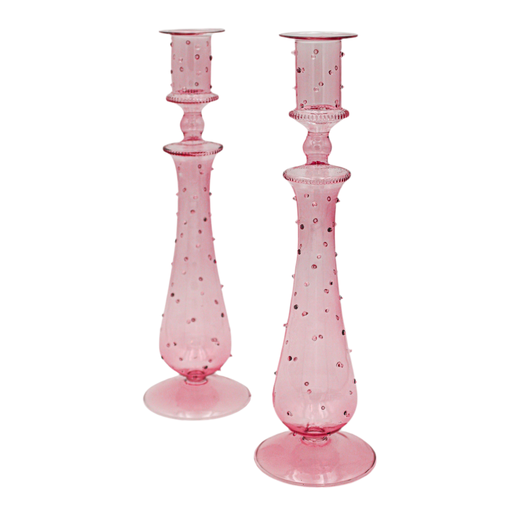 Rose Hand-blown Glass Candle Holder | Set of Two