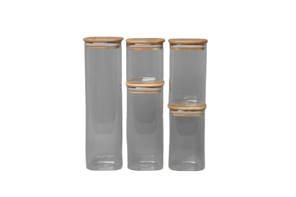 Glass Canister & Bamboo Lid Set