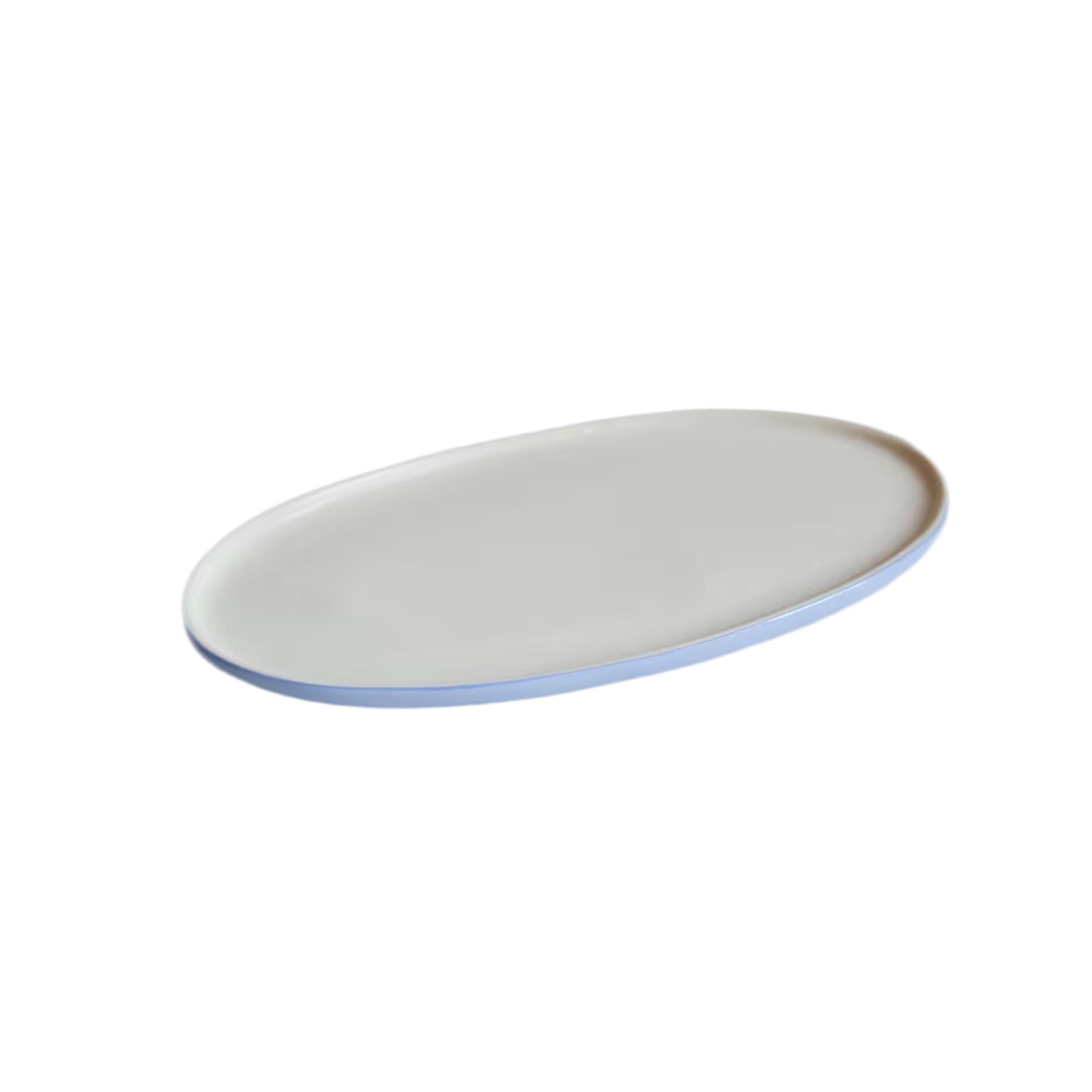 Handmade Porcelain Oval Serving Platter. Forget-me-not/Chocolate