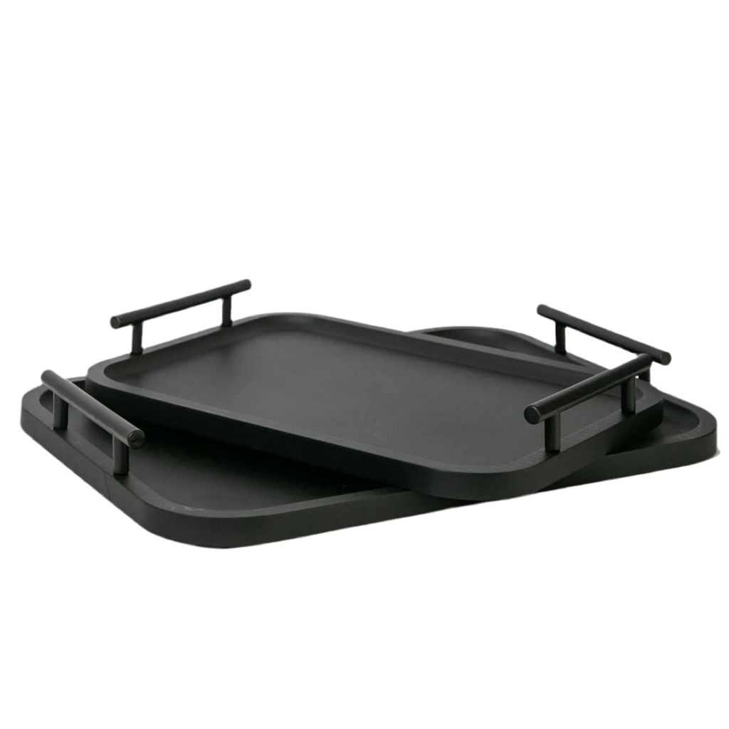 Ebonized Wood Trays | Set of 2