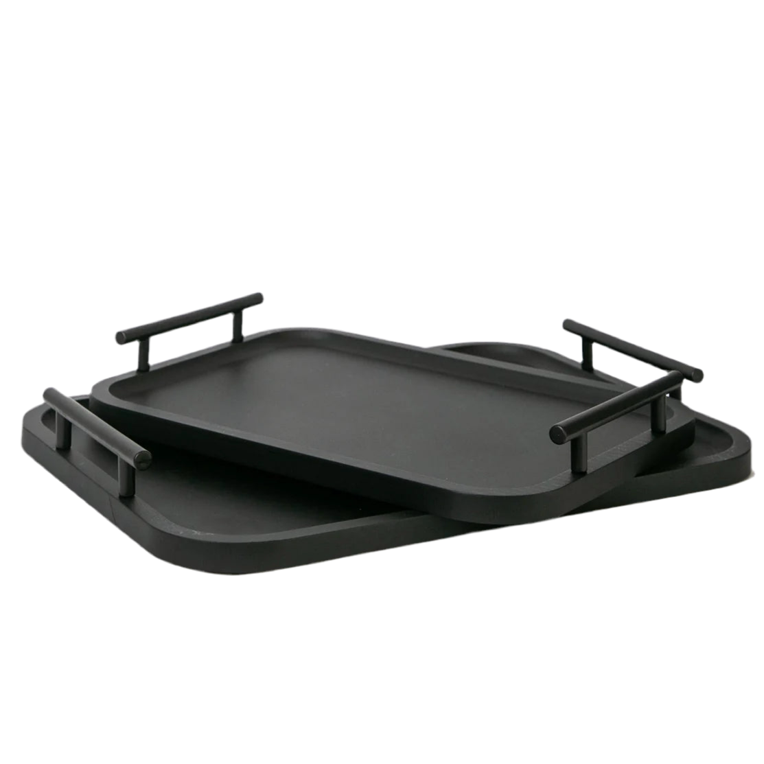 Ebonized Wood Trays | Set of 2