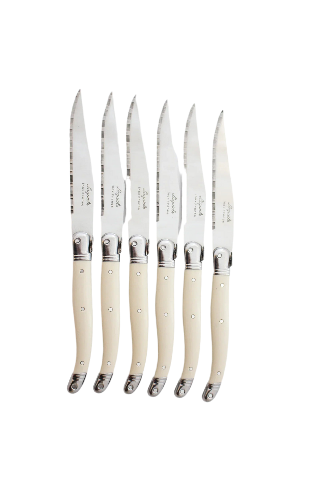 Laguiole Ivory Knives Cutlery Set in Wood Storage Box | Set of 6