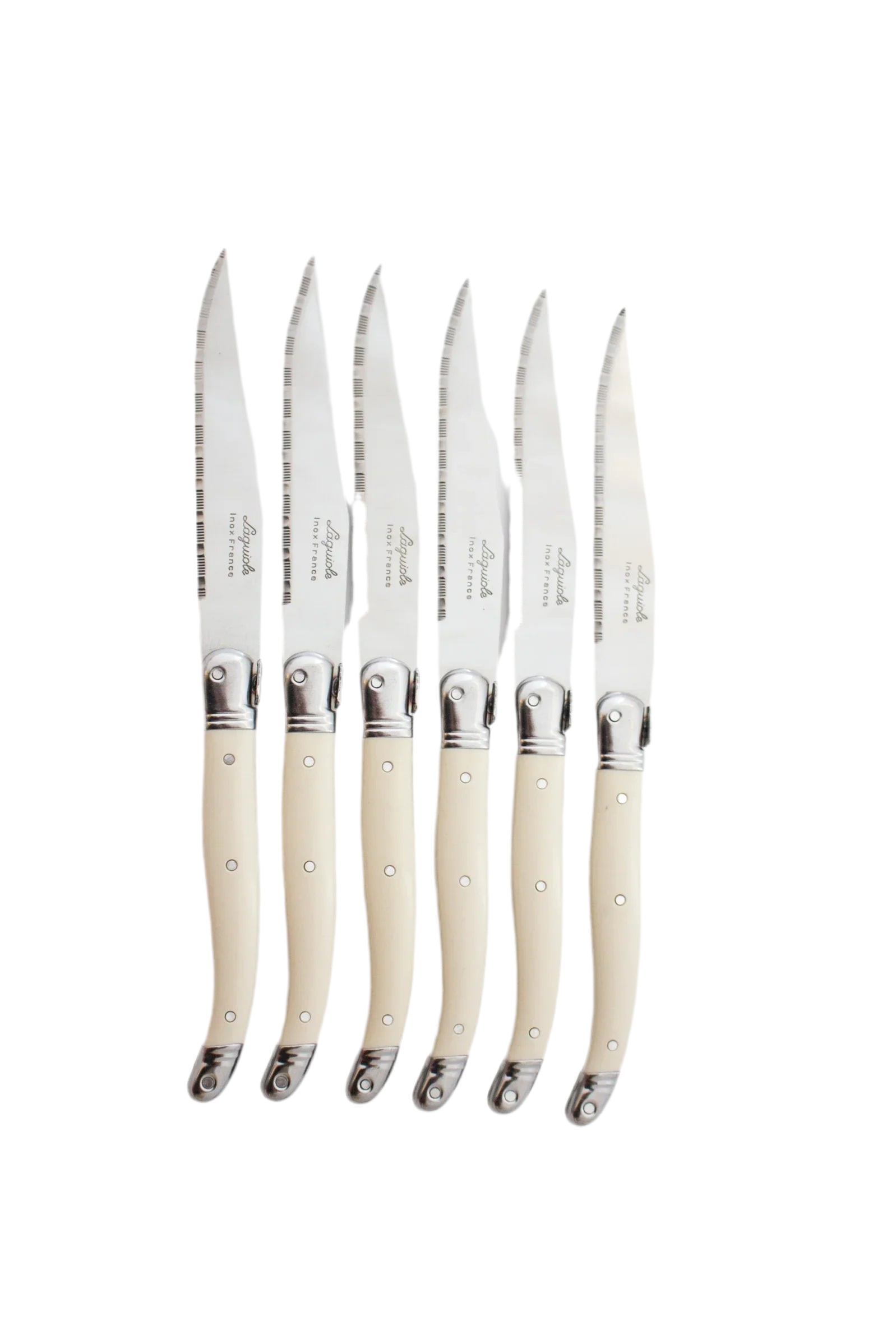 Laguiole Ivory Knives Cutlery Set in Wood Storage Box | Set of 6