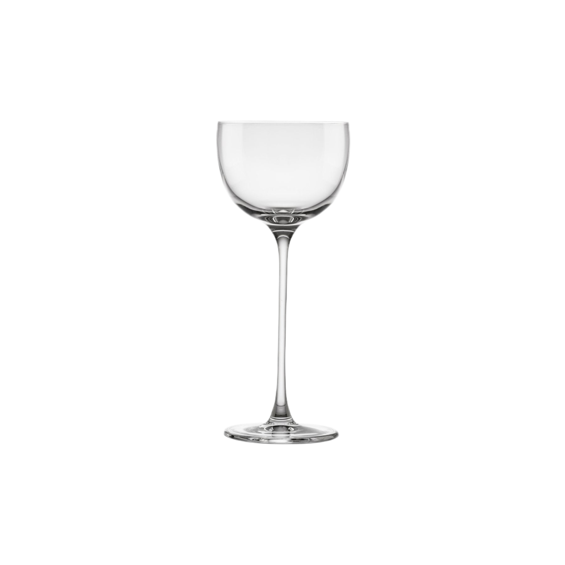 Clear pony glass on a white background