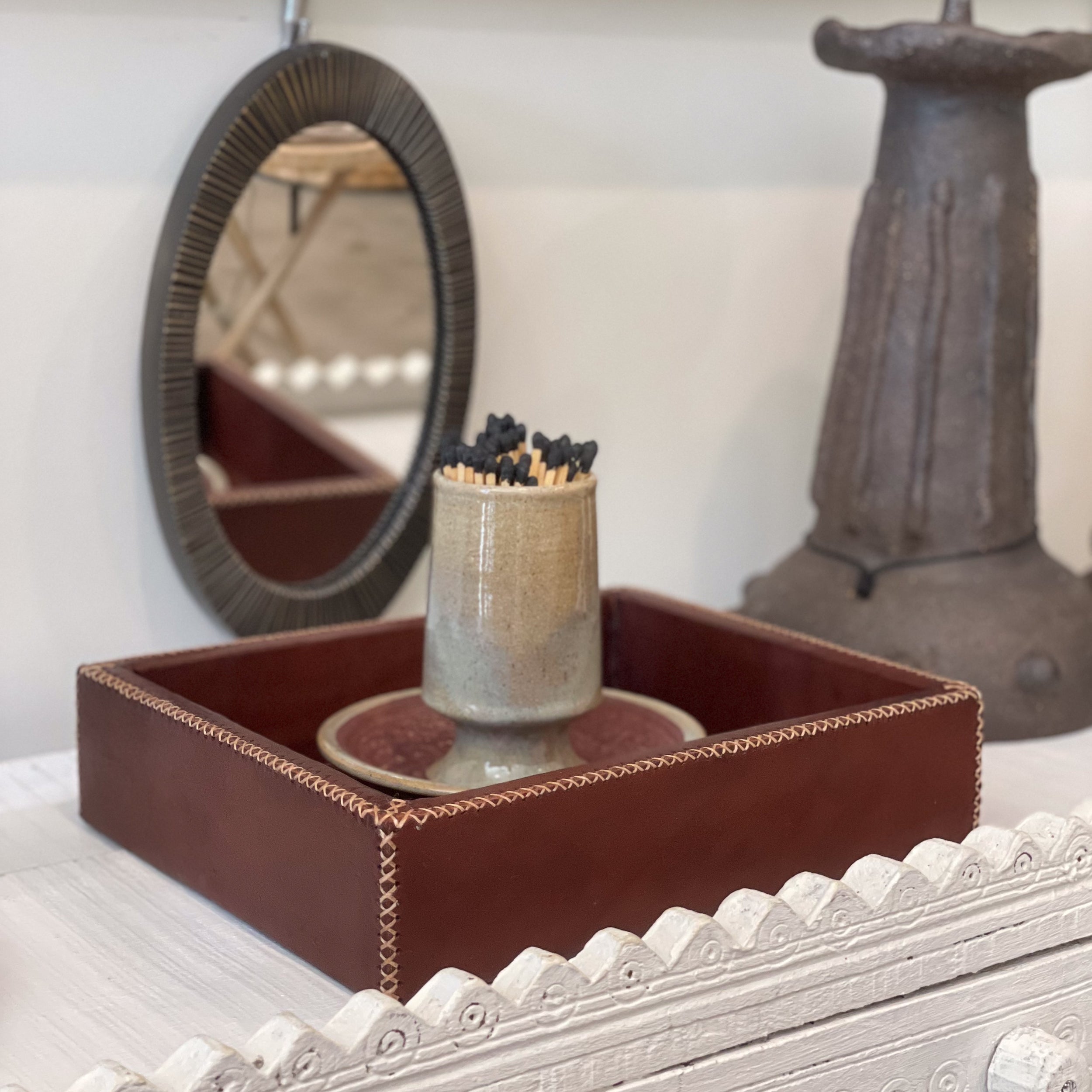 Cedar Wood + Leather Tray