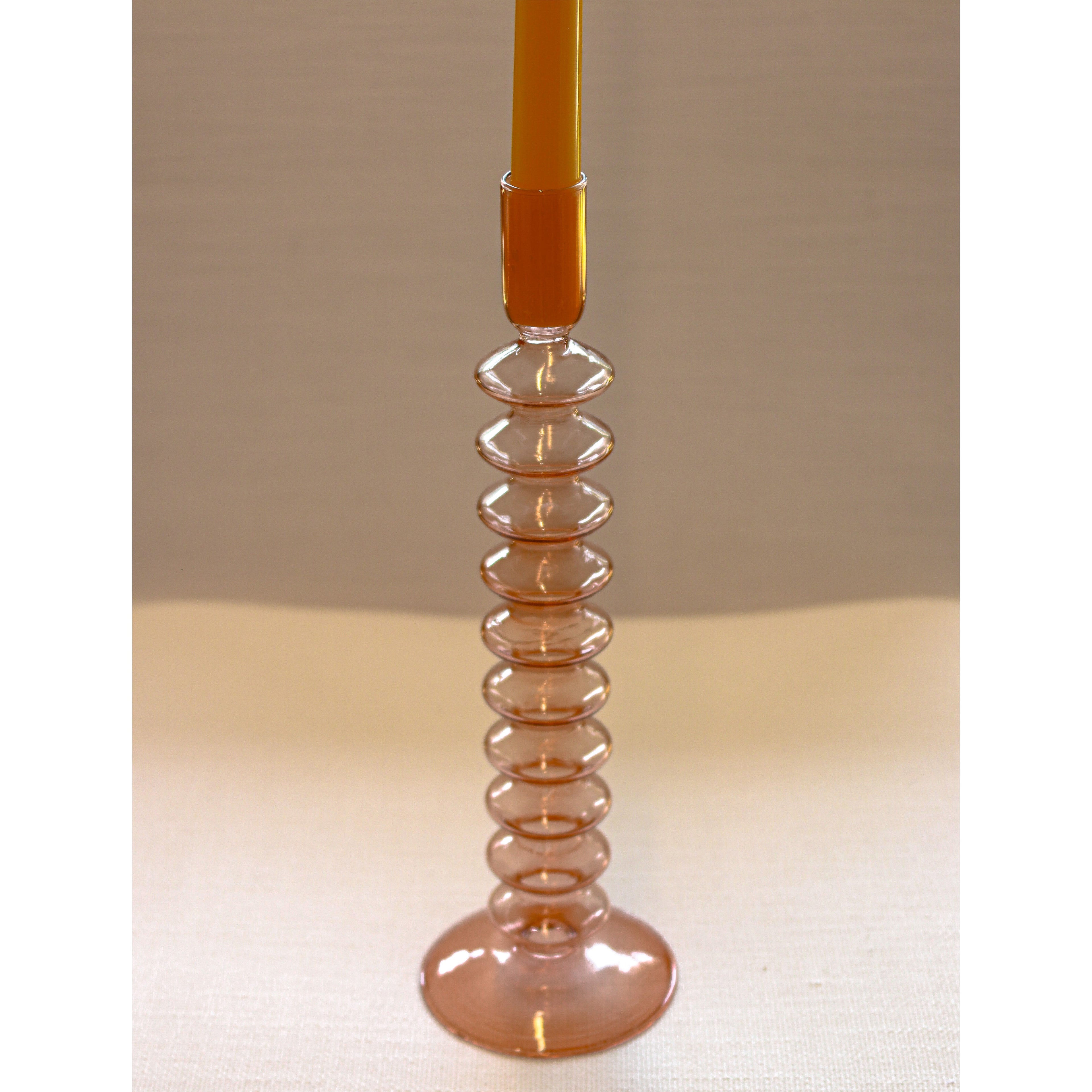 Peach Glass Candle Holder | Set of Two