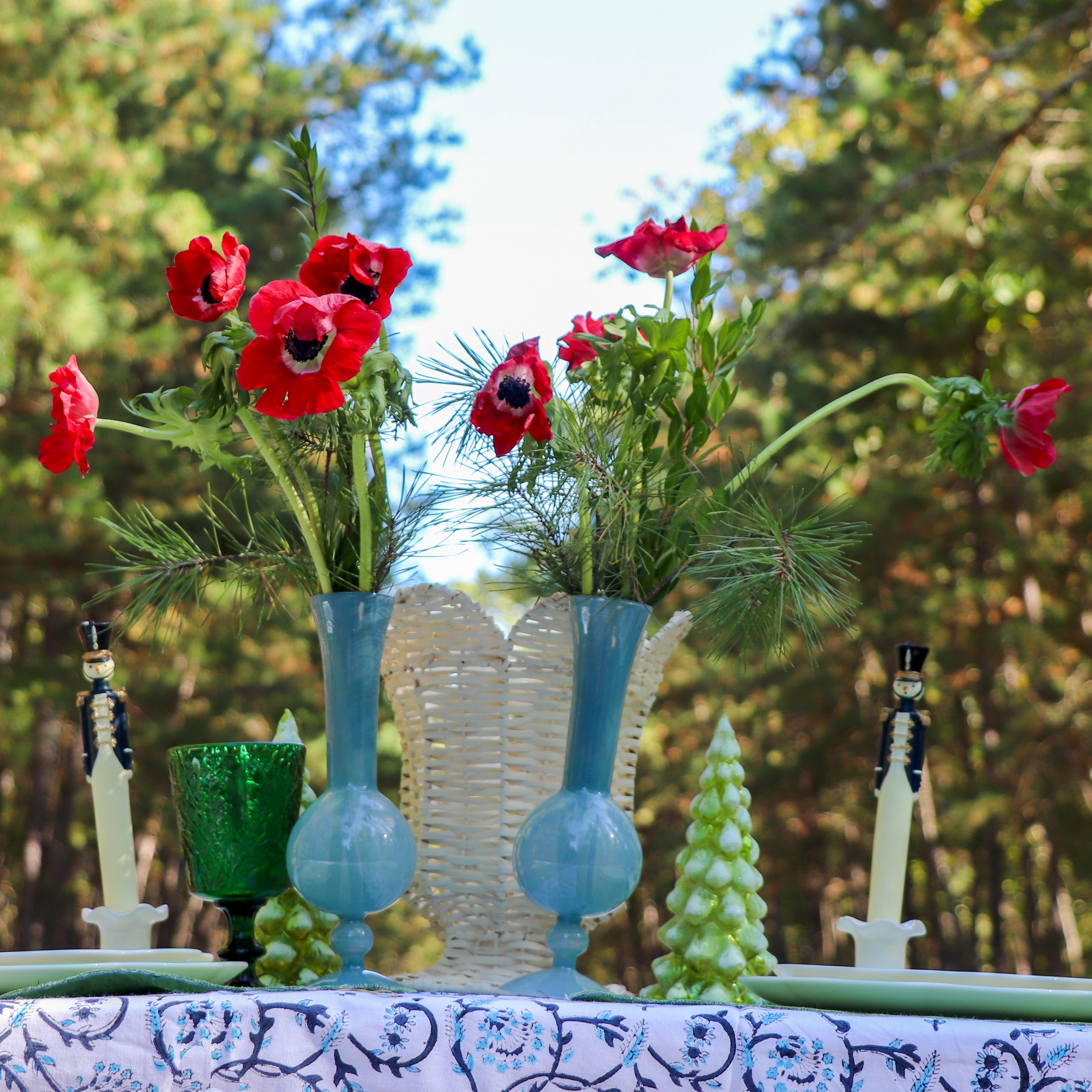 Frosted Blue Haze Glass Vase | Set of Two