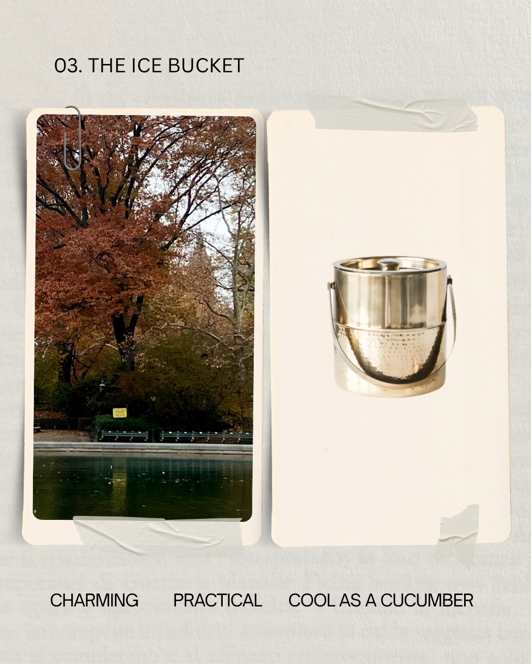 Brass Ice Bucket with Tongs