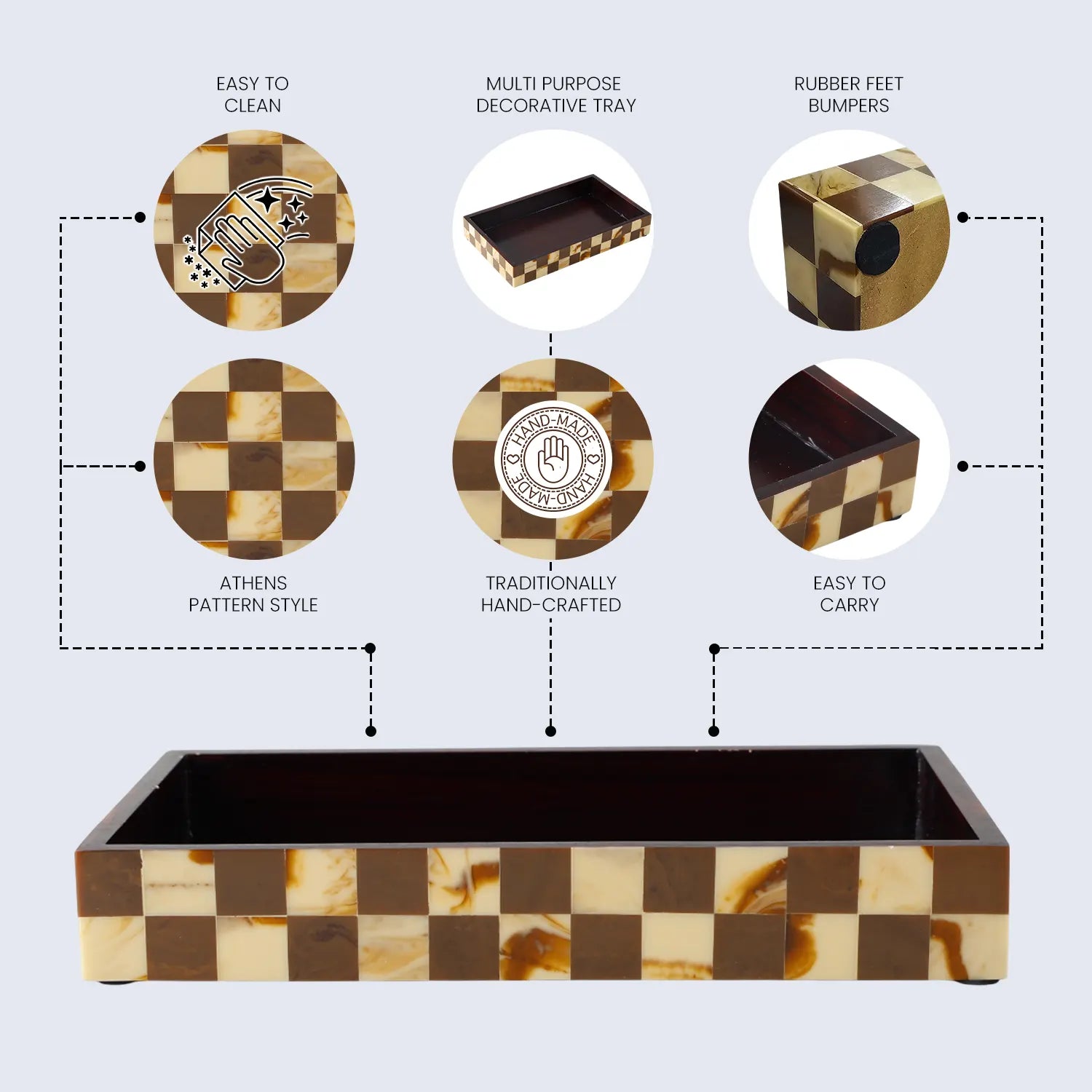Gambit Pattern Wood & Resin Inlay Tray