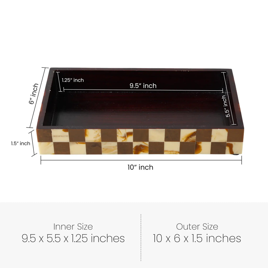 Gambit Pattern Wood & Resin Inlay Tray