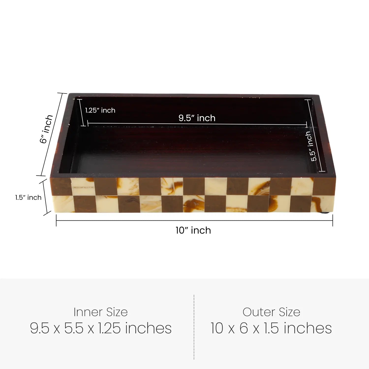 Gambit Pattern Wood & Resin Inlay Tray