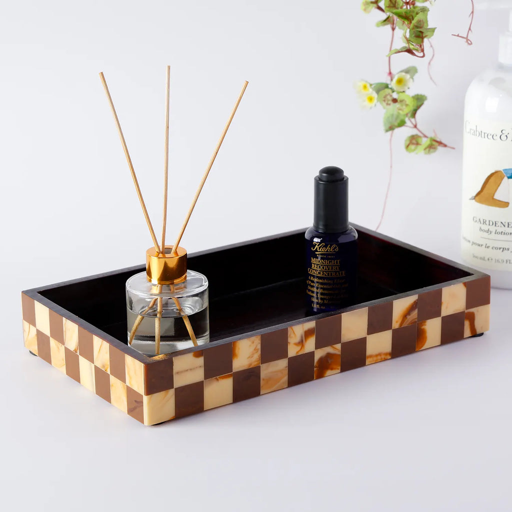 Gambit Pattern Wood & Resin Inlay Tray