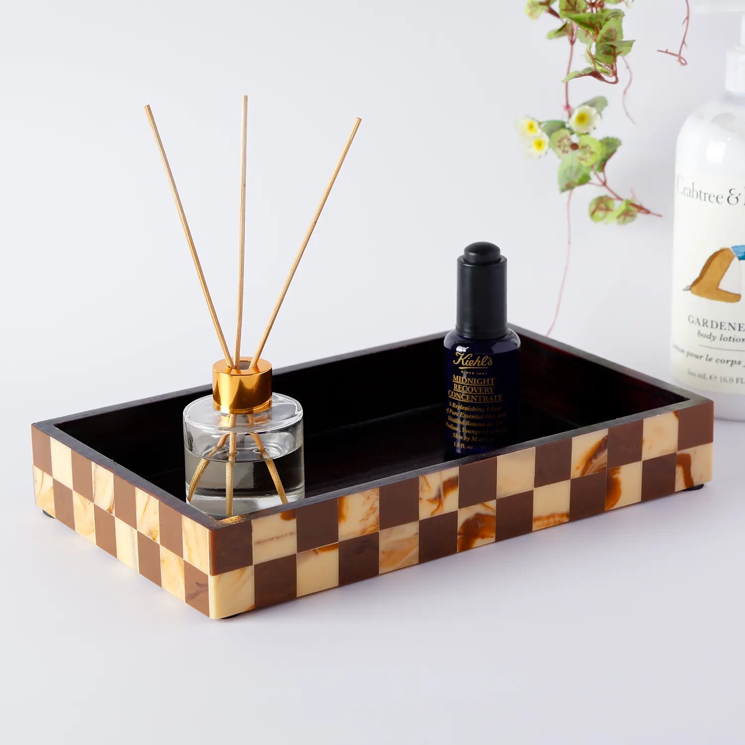 Gambit Pattern Wood & Resin Inlay Tray