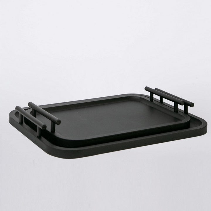Ebonized Wood Trays | Set of 2