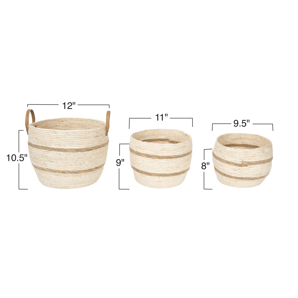 Striped Maize Storage Baskets | Set of 3
