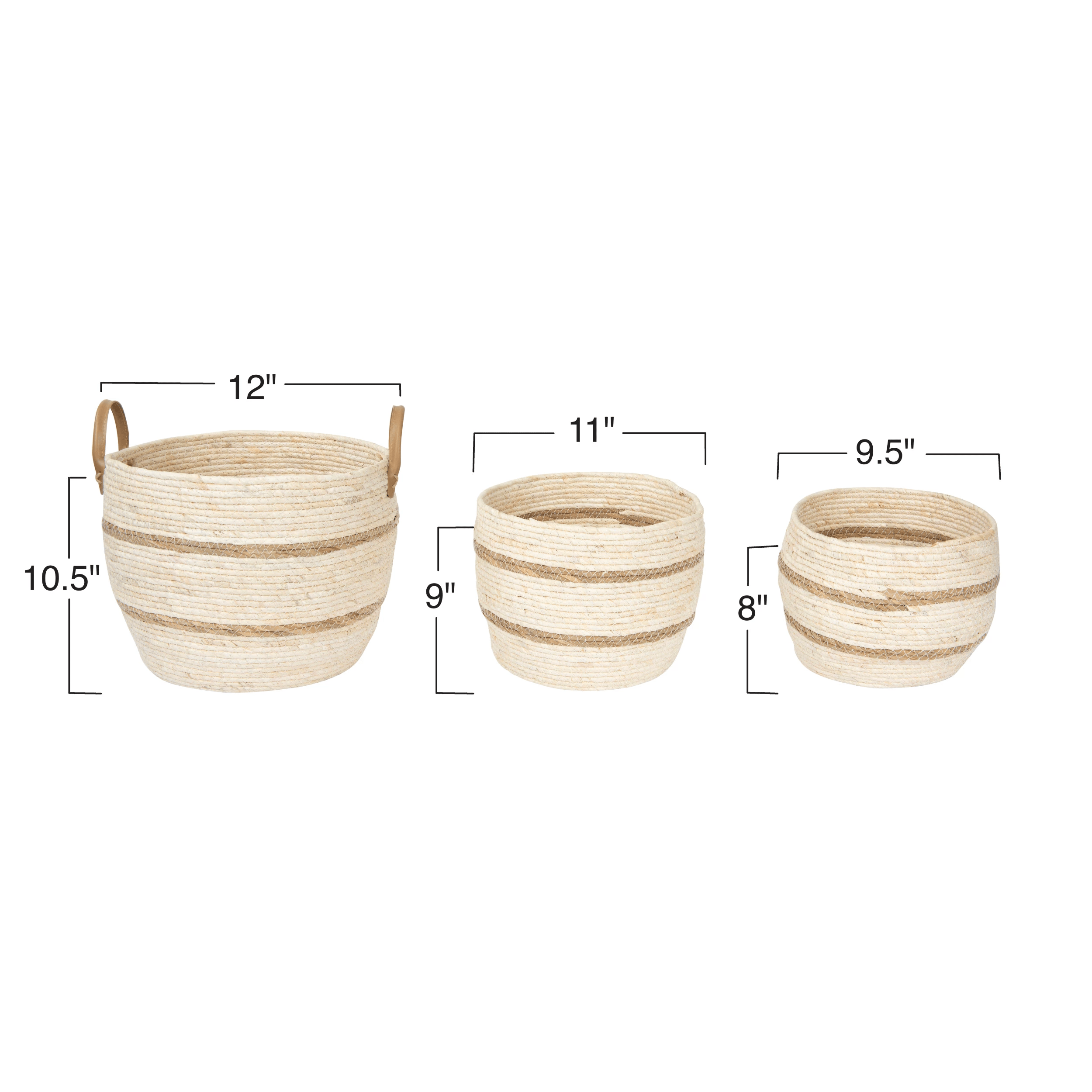 Striped Maize Storage Baskets | Set of 3